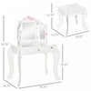 Qaba Kids Vanity Table & Stool Girls Dressing Set Make Up Desk With Tri-folding Mirrors Drawer Star |Qaba Coiffeuse Et Tabouret Pour Enfants Coiffeuse Pour Filles Bureau De Maquillage Avec Miroirs Tri-