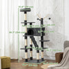 PawHut 59 Inch Cat Tree, Large Multi-Level Cat Tower with Sisal Scratching Posts, Cozy Condo, Top Perch, Ladder and Interactive Balls for Indoor Kittens, Dark Grey