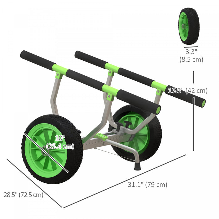 Soozier Kayak Cart With Adjustable Width And Large Wheels, Green