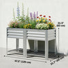Outsunny Raised Garden Bed with Storage Shelf 31.5", Silver
