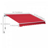 Outsunny Retractable Awning Manual Sun Shade Shelter Wine Red|Auvent Retractable Manuel Outsunny 12' X 10' Abri De Parasol Exterieur Patio De Fenetre Terrasse Abr