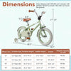 Costway 14" Kids Bike With Adjustable Saddle Handlebar Removable Training Wheels Handbrake Green