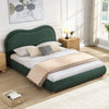 Olivia Upholstered Platform Bed Frame with Curved Headboard,Queen Size,Green Queen Bed | Olivia Cadre de lit plateforme rembourre avec tete de lit incurvee, taille Queen, vert