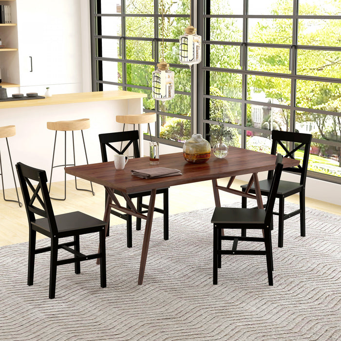 HOMCOM Farmhouse Wood Dining Chairs Set of 4 with Cross Back, Black