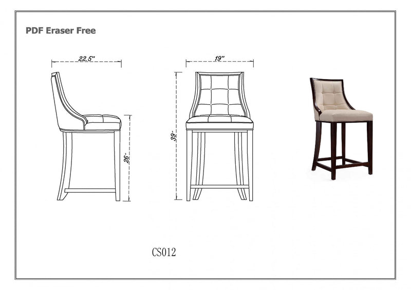 Fifth Avenue Traditional Wood Upholstered Counter Stool in Light Gray - Set of 2