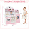 Honeyjoy Kids Kitchen Set Wooden Kitchen Playset With Clock, Microwave, Sink, Dish Rack Pink