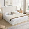 Liam Upholstered Platform Bed with Wingback Headboard,King Size,Beige King Bed | Liam Lit plateforme rembourre avec tete de lit a ailes, taille King, beige