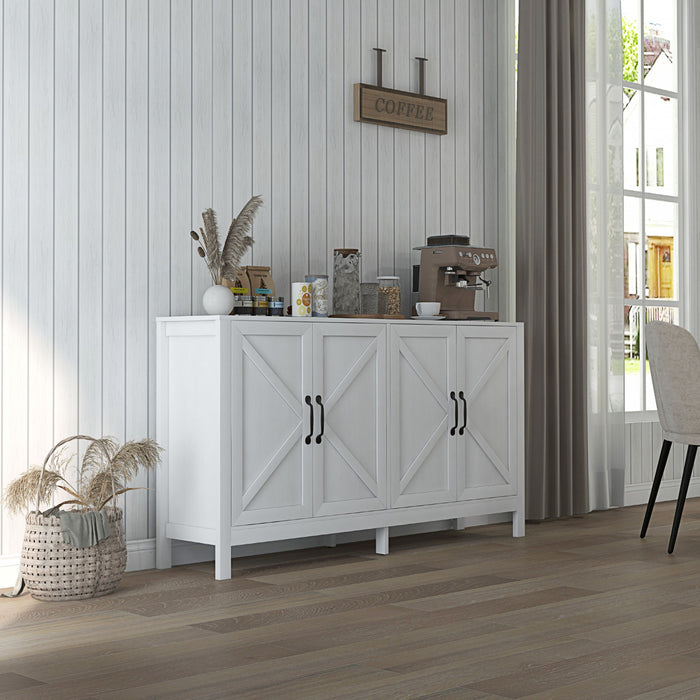 HOMCOM Storage Cabinet, Buffet Sideboard with Barn Door, Shelf, White
