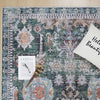 Aqua Green Flames Washable Non-slip Low Pile Area Rug 5'x7' | Aqua Flammes Verte Tapis Lavable Et Antiderapant A Poils Ras 5'x7'
