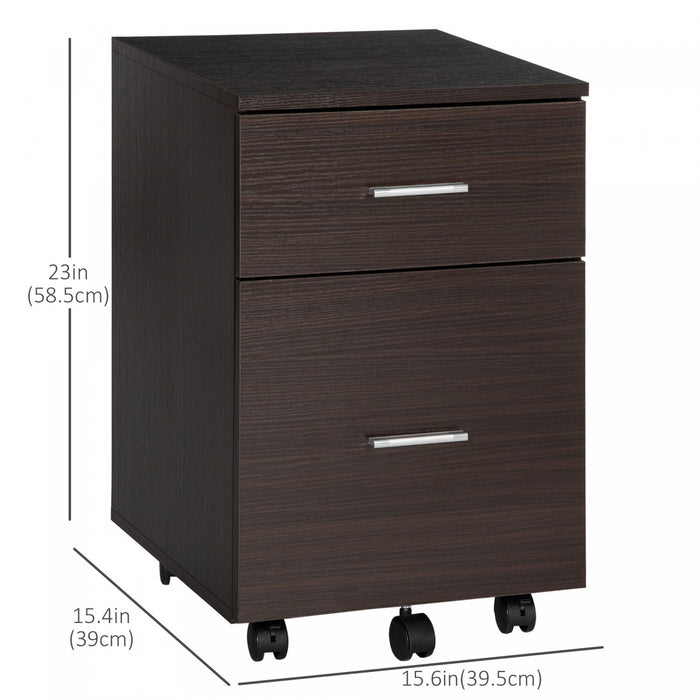 Vinsetto Filing Cabinet For Letter Or A4 Files W/ 2 Drawers Casters