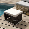 Outsunny Wicker Outdoor Ottoman Footstool with Cushion, Set of 2, Khaki