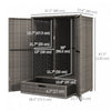 Outsunny Wicker Outdoor Storage Cabinet, Pool Towel Storage Cabinet, Grey