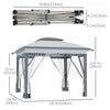 Outsunny 12' X 12' Pop Up Canopy With Mesh Sidewall Netting Gray|Outsunny 12' X 12' Canopee Avec Filet De Paroi Laterale En Maille, Beige