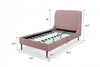 Heather Mid-Century Modern Velvet Upholstered Twin Bed in Blush and Black | Lit jumeau Heather style milieu du siecle moderne en velours, rembourre, coloris rose poudre et noir