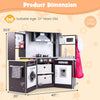 Costway Wooden Kids Play Corner Kitchen With Realistic Lights & Sounds Lighted Range Hood Brown