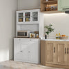 HOMCOM 71" Pantry Cabinet w/ Microwave Space Buffet w/ Hutch White
