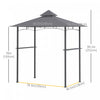 Outsunny 8' X 5' Bbq Grill Gazebo Tent With Double Tiered Canopy For Outdoor Sun Shade, Grey|Outsunny 8' X 5' Pavillon De Jardin Abri Barbecue Avec Double Toit Auvent Exterieur Gris