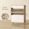 HOMCOM Narrow Shoe Cabinet Shoe Storage Cabinet with 2 Flip Drawers, White