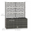 Outsunny Wicker Raised Garden Bed with Trellis, 42" Outdoor Planter, Grey