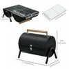 Outsunny Portable Outdoor Charcoal BBQ Grill, Tabletop Folding Barbecue Grill BBQ Heat Smoker with Handle, Black