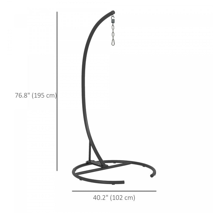 Outsunny Hammock Chair Stand Only, Steel Frame Hanging Swing Stand, Black