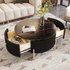 Nelson 31.5" Modern Round Coffee Table With 2 Storage Drawers - Black | Table Basse Ronde Moderne Nelson De 31,5" Avec 2 Tiroirs De Rangement - Noire