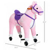 Qaba Kids Rocking Horse, Large Walking Ride On Toy For Toddlers 3 Year Old, Baby Plush Animal Rocker|Poney De Marche Pour Enfants Qaba Cheval A Bascule Peluche Sonore Hennissement Du Cheval Avec Roue C