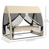Outsunny 3-seat Outdoor Swing Chair, Chaise Lounger Bed W/ Canopy&netting|Outsunny Balancoire D'exterieur 3 Places, Balancoire De Porche, Beige