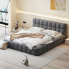 Jessica Upholstered Platform Bed with Comfortable Linen Fabric and Sturdy Frame,Queen Size,Gray Queen Bed  | Lit plateforme rembourre Jessica avec tissu en lin confortable et cadre robuste, taille Queen, gris