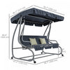 3 Seater Covered Swing Chair Garden Hammock W/ Canopy And 2 Pillows|Outsunny Balancoire De Jardin Couverte Hamac 3 Places Avec Auvent, Gris