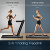 Costway 2-in-1 Folding Treadmill 2.25hp Jogging Machine W/ Dual Led Display Black