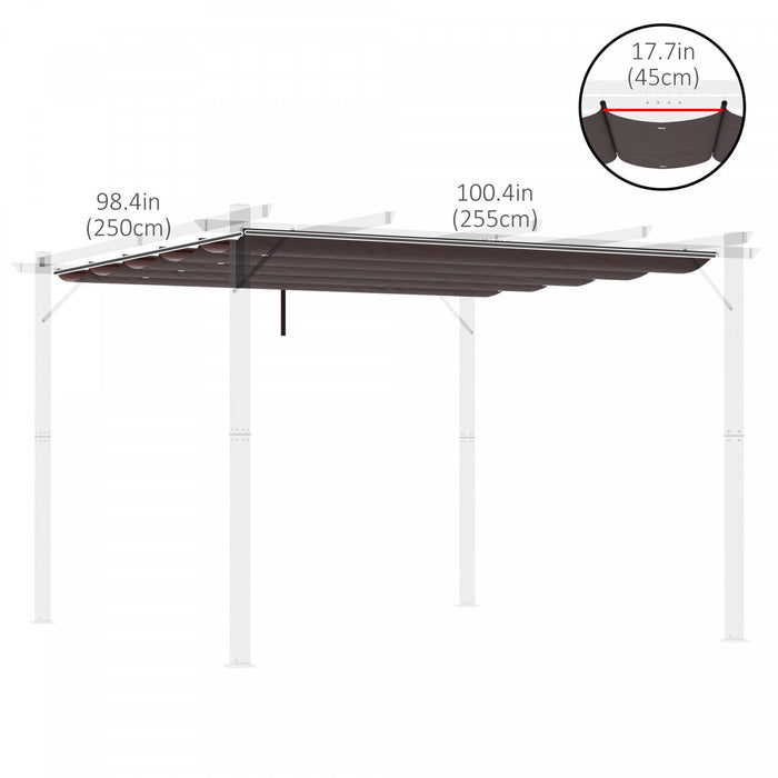 Outsunny Retractable Replacement Pergola Canopy For 10' X 10' Pergola, Pergola Cover Replacement, Coffee