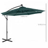 Outsunny 10ft Outdoor Cantilever Umbrella W/ Solar Lights, Dark Green