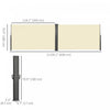Outsunny Double Retractable Side Awning 236" X 71" Patio Screen Cream White|Outsunny Auvent Retractable Double 236" X 71", Paravent De Terrasse, Creme