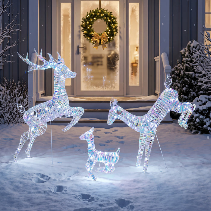 Outsunny 3-Piece Christmas Lighted Reindeer Family Set for Outdoor