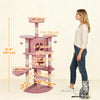 PawHut Cat Tree, 62" Multi-Level Cat Tower with Scratching Posts, 2 Condos, Hammock, Perches, Plush, Pompoms, for Indoor Kittens Playing, Resting, Sleeping, Pink