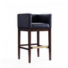 Kingsley Mid-Century Modern Wood Upholstered Barstool in Black - Set of 2 | Tabouret de bar Kingsley style milieu du siecle en bois et tissu noir - Lot de 2