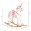 Qaba Kids Plush Toy Rocking Horse Unicorn With Realistic Sounds, White & Pink|Qaba Cheval A Bascule Peluche Licorne Avec Sons Realistes, Blanc Et Rose