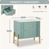 Lila Modern Nightstand with Storage Drawers and Metal Handles,Green | Lila Table de Nuit Moderne avec Tiroirs de Rangement et Poignees Metalliques, Vert