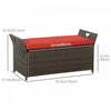 Outsunny 2-in-1 Patio Wicker Storage Bench 27 Gallon Storage Box Red