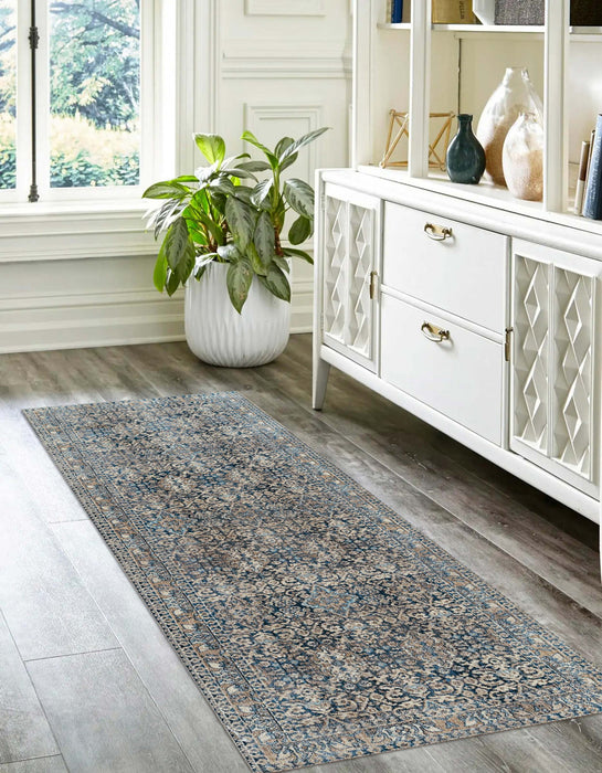 Ariana Traditional 2'6\" x 8'0\" Runner Rug in Blue Indoor Area Rug