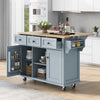 Margery Rubberwood Kitchen Cart With Drop-leaf Countertop And Storage Racks - Blue | Chariot De Cuisine Margery En Bois De Caoutchouc Avec Plan De Travail Rabattable Et Etageres De Rangement - Bleue