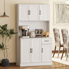 HOMCOM 71" Pantry Cabinet, Kitchen Cupboard with Charging Station, White