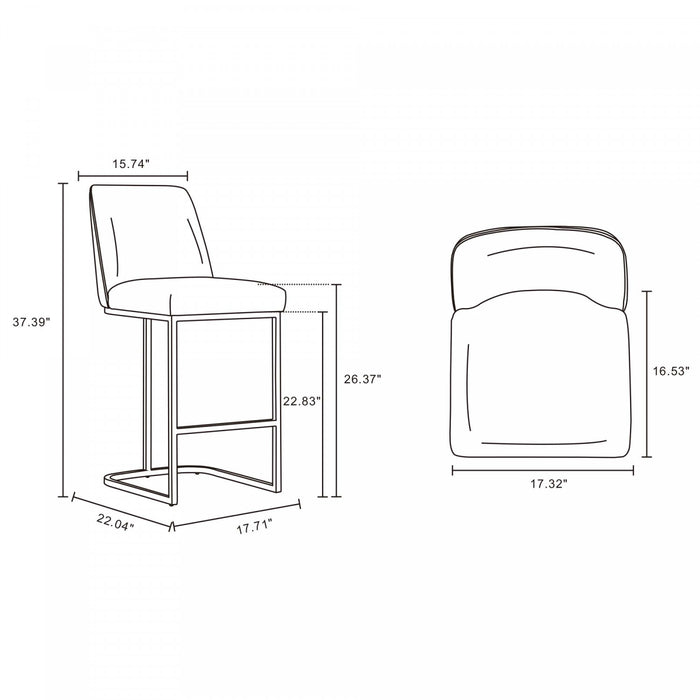 Serena Modern Metal Upholstered Counter Stool in Light Gray - Set of 3 Bar Stool