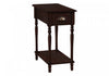 Accent Side End Table 2-Tier Narrow Nightstand Bedroom Storage Drawer Brown Veneer Traditional|Table de bout, d’appoint et de nuit étroite de style traditionnel à 2 niveaux, avec tiroir de rangement et placages bruns pour la chambre à coucher