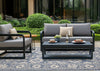 Cabana Blue White Elegant Border Outdoor Rug, 6'7" x 9'6" Outdoor Area Rug | Tapis d'exterieur Cabana bleu et blanc a bordure elegante, 6'7" x 9'6"