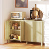 HOMCOM Fluted Sideboard Buffet Cabinet with Push to Open Doors Natural
