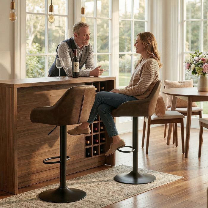 HOMCOM Adjustable Bar Stools Set of 2, Swivel Barstool W/ Footrest Coffee