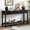Oliver 60'' Fir Veneer Entryway Table with Honeycomb Design and Drawers, Black Sofa Table  | Table d'entree Oliver 60'' en placage de sapin avec design en nid d'abeille et tiroirs, noire
