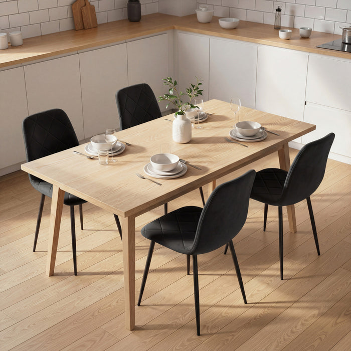 HOMCOM Dining Chairs Set of 4, Kitchen Chair with Metal Legs, Black